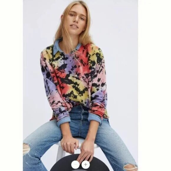 Letluv Anthropologie Zoey Tie-Dye Sweatshirt Sz Small - Picture 1 of 7